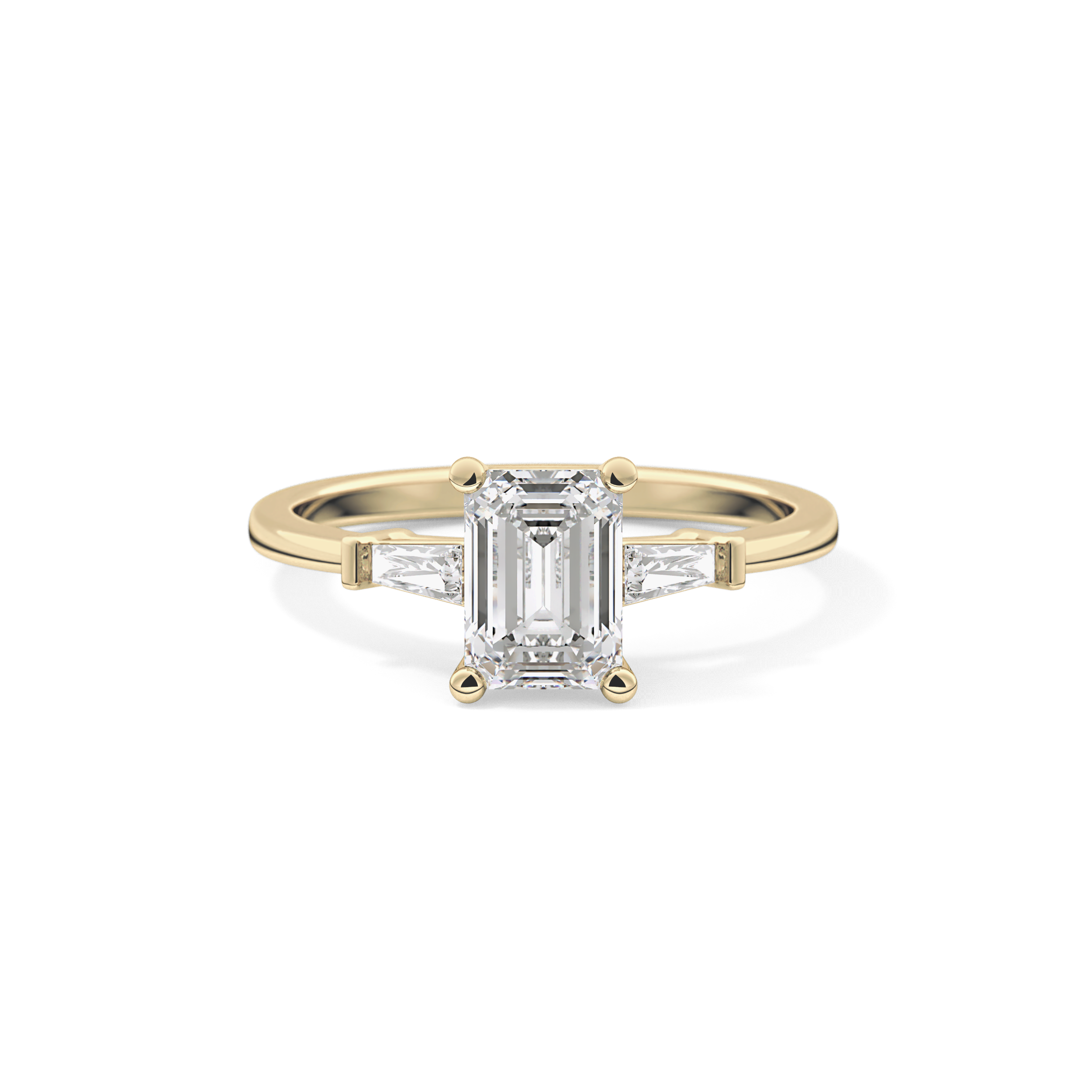 Emerald Three Stone Lab Grown Diamond Engagement Ring