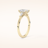 1.02 CT Emerald Shaped Three Stone Moissanite Engagement Ring