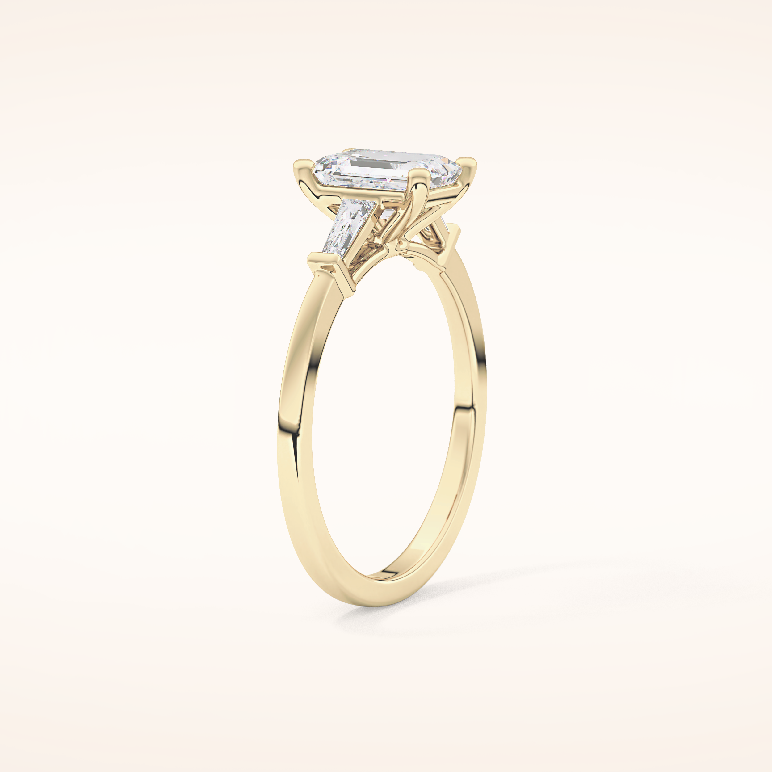 1.02 CT Emerald Shaped Three Stone Moissanite Engagement Ring