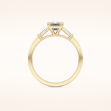 1.02 CT Emerald Shaped Three Stone Moissanite Engagement Ring