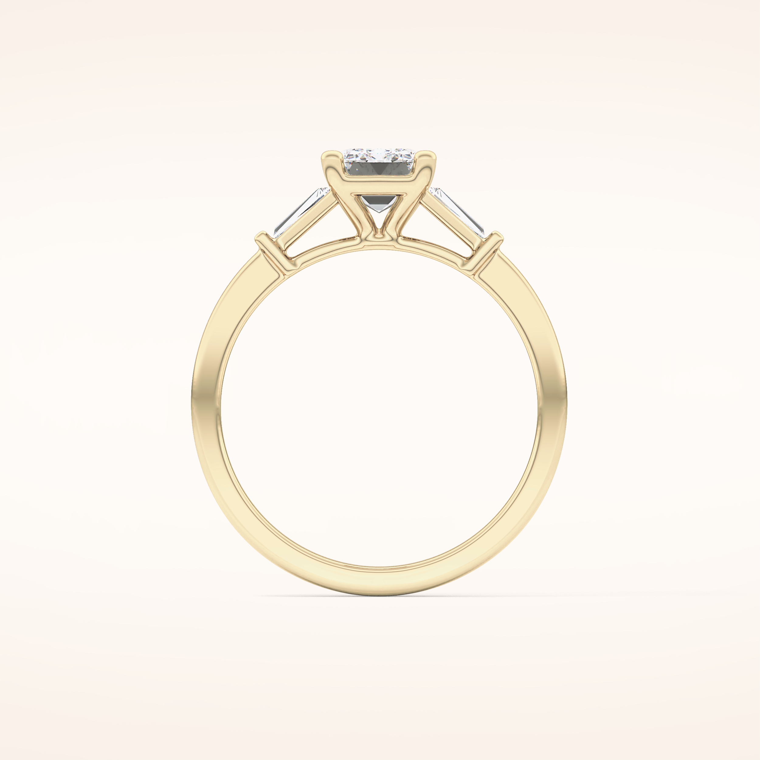 1.02 CT Emerald Shaped Three Stone Moissanite Engagement Ring
