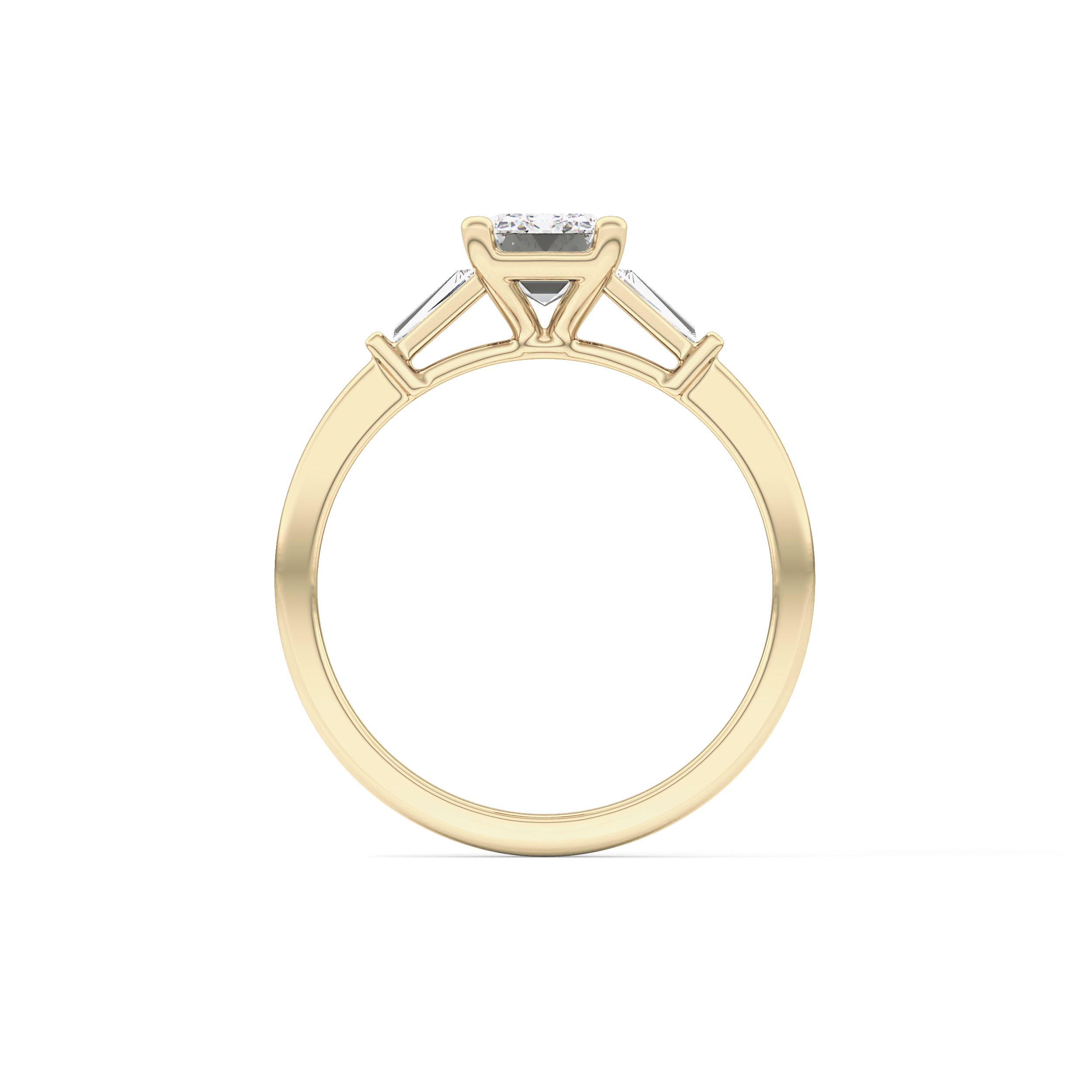 Emerald Three Stone Lab Grown Diamond Engagement Ring