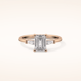 1.02 CT Emerald Shaped Three Stone Moissanite Engagement Ring