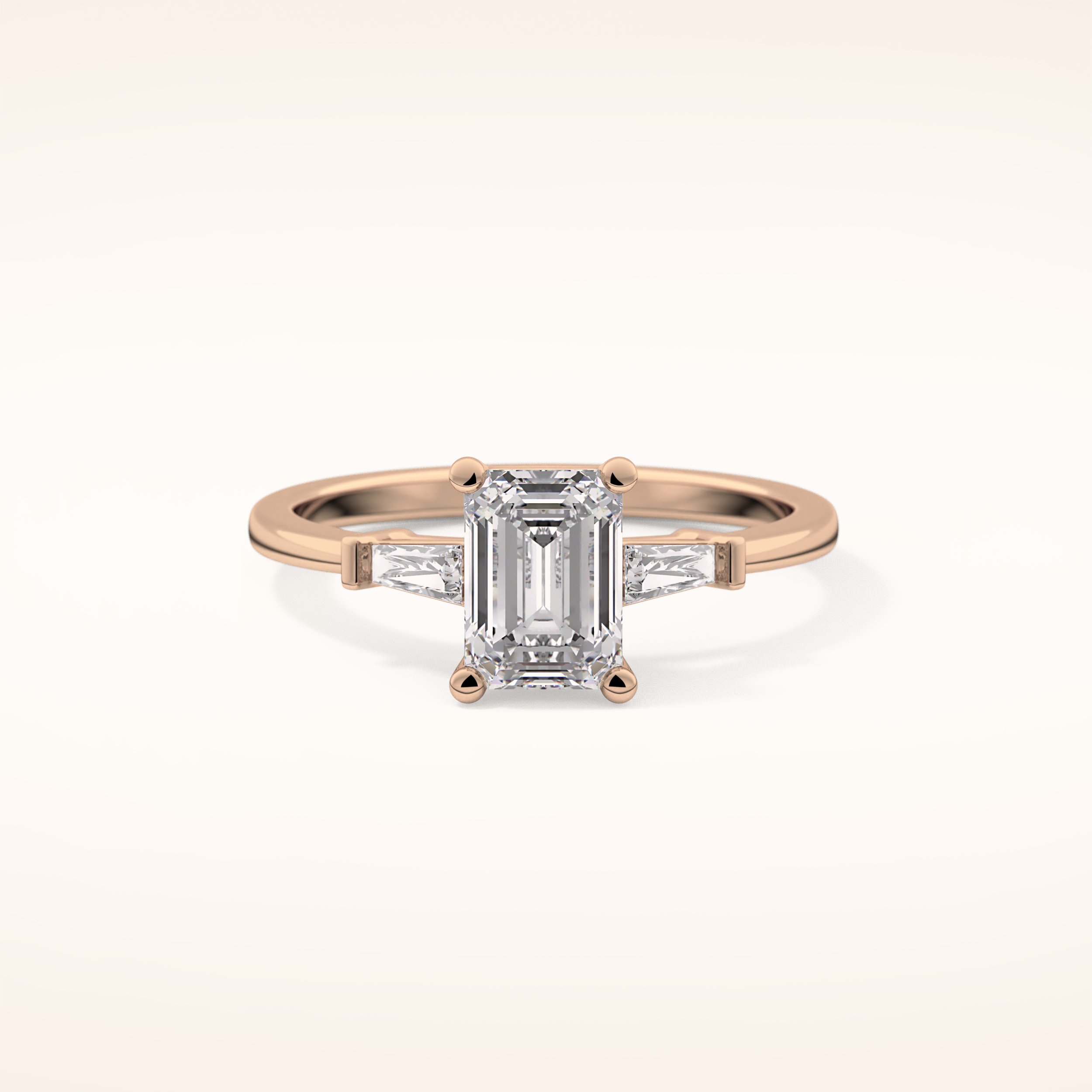 1.02 CT Emerald Shaped Three Stone Moissanite Engagement Ring