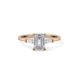 Emerald Three Stone Lab Grown Diamond Engagement Ring
