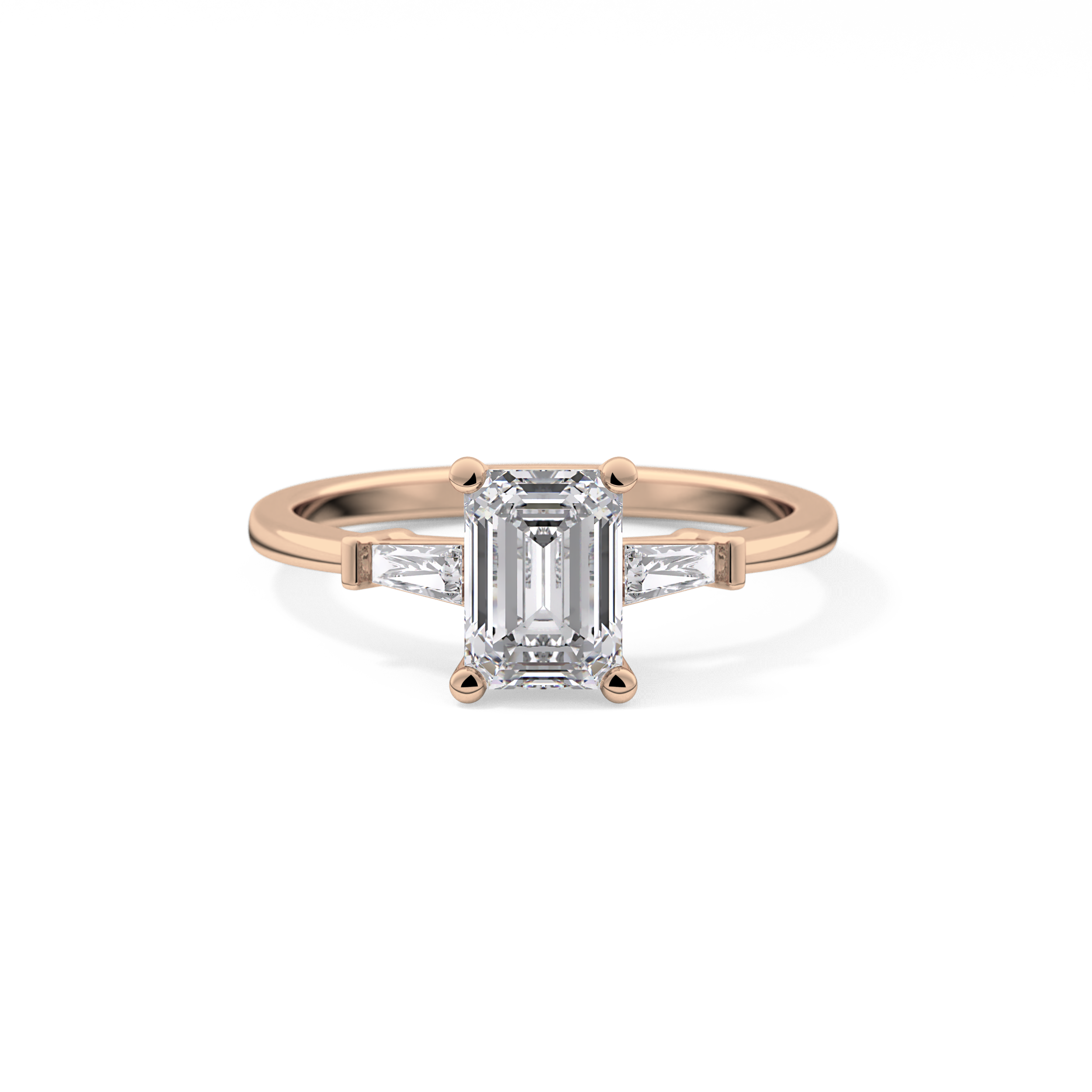 Emerald Three Stone Lab Grown Diamond Engagement Ring