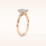 1.02 CT Emerald Shaped Three Stone Moissanite Engagement Ring