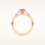 1.02 CT Emerald Shaped Three Stone Moissanite Engagement Ring