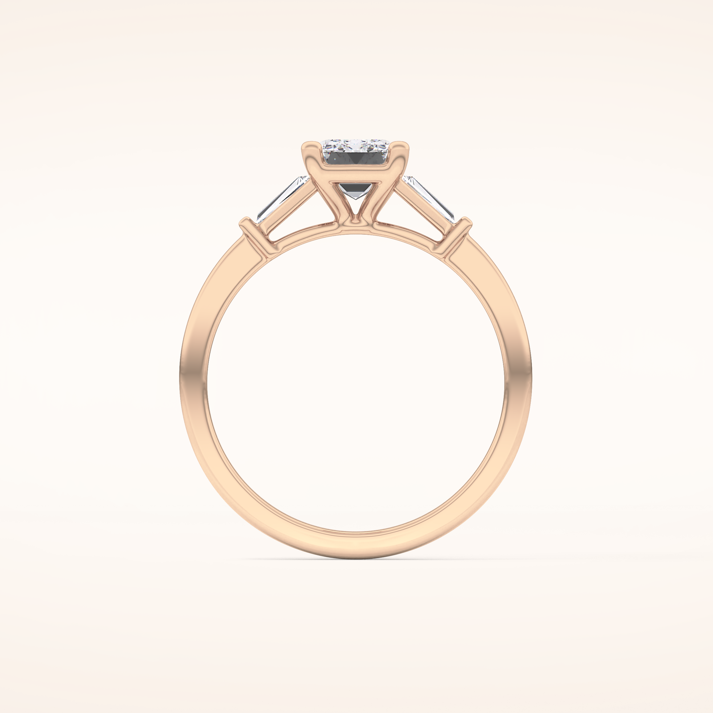 1.02 CT Emerald Shaped Three Stone Moissanite Engagement Ring