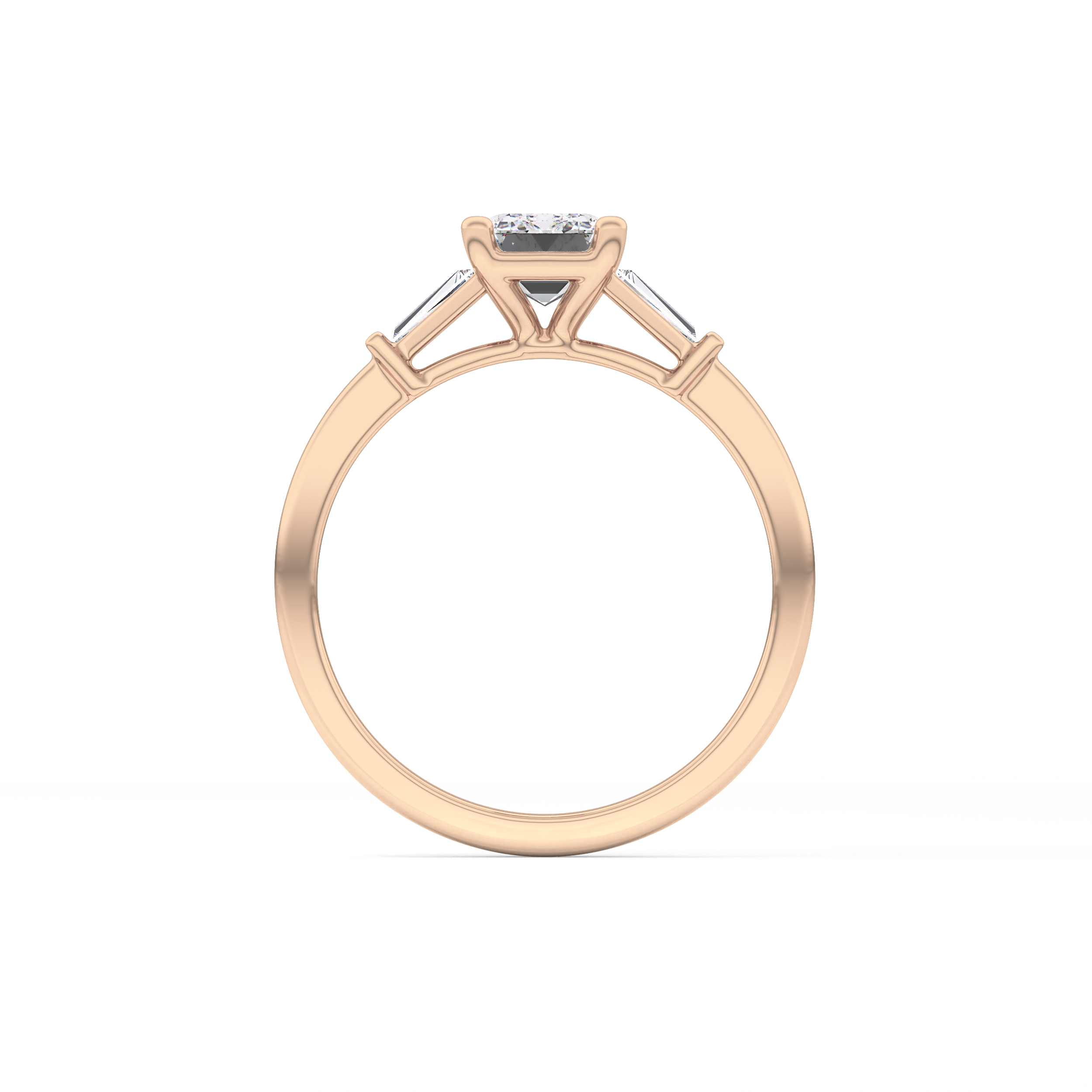 Emerald Three Stone Lab Grown Diamond Engagement Ring
