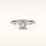 1.02 CT Emerald Shaped Three Stone Moissanite Engagement Ring