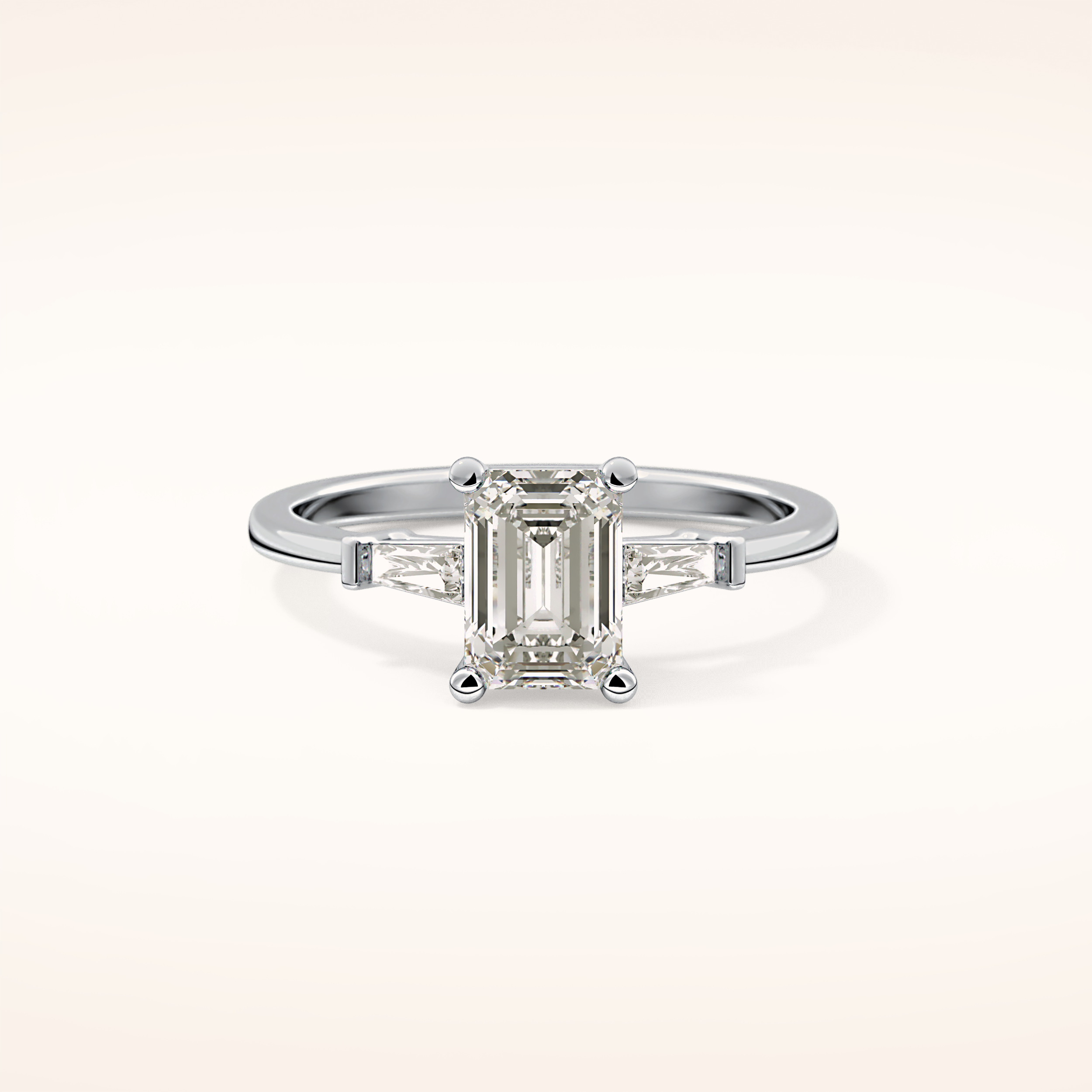 1.02 CT Emerald Shaped Three Stone Moissanite Engagement Ring