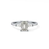 Emerald Three Stone Lab Grown Diamond Engagement Ring