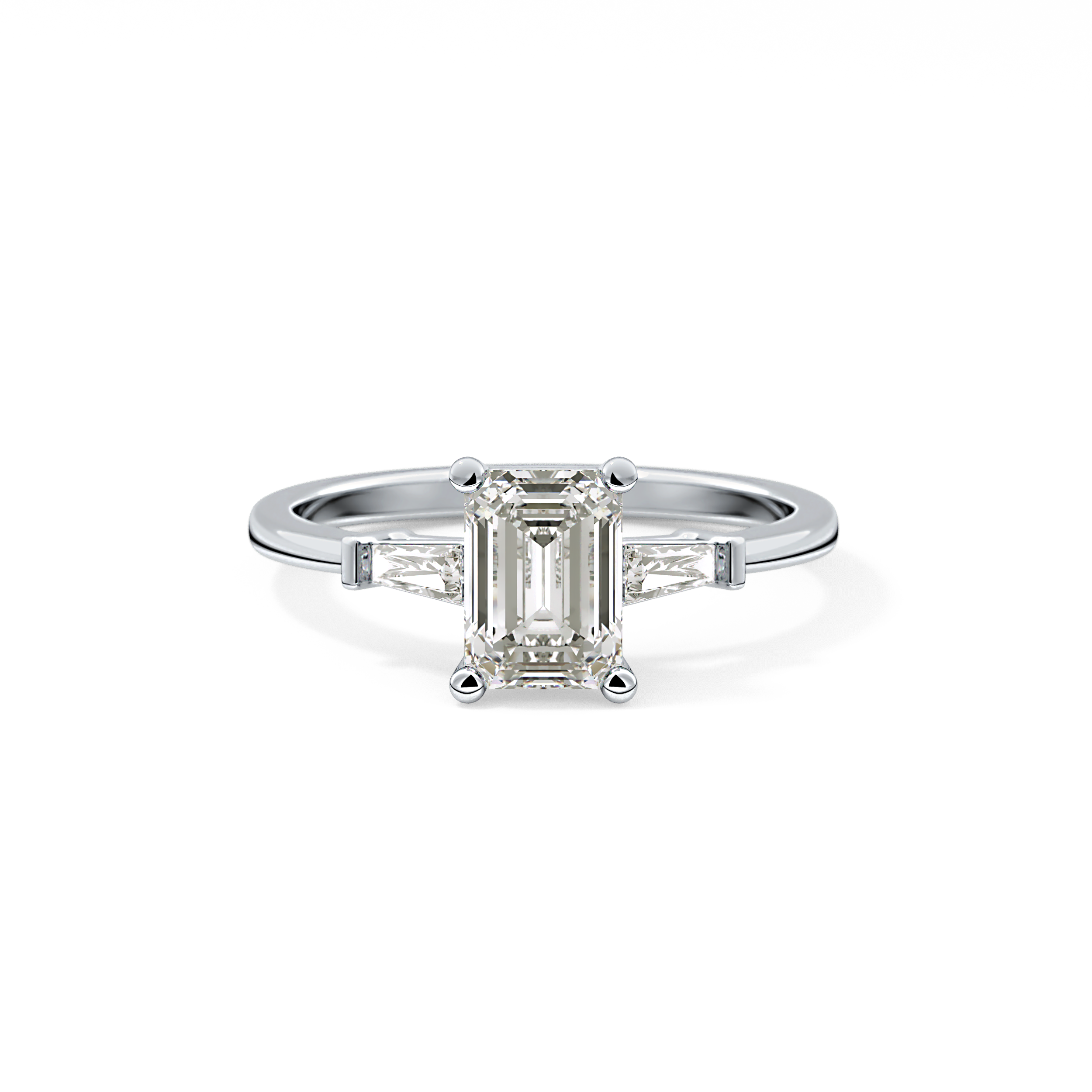 Emerald Three Stone Lab Grown Diamond Engagement Ring