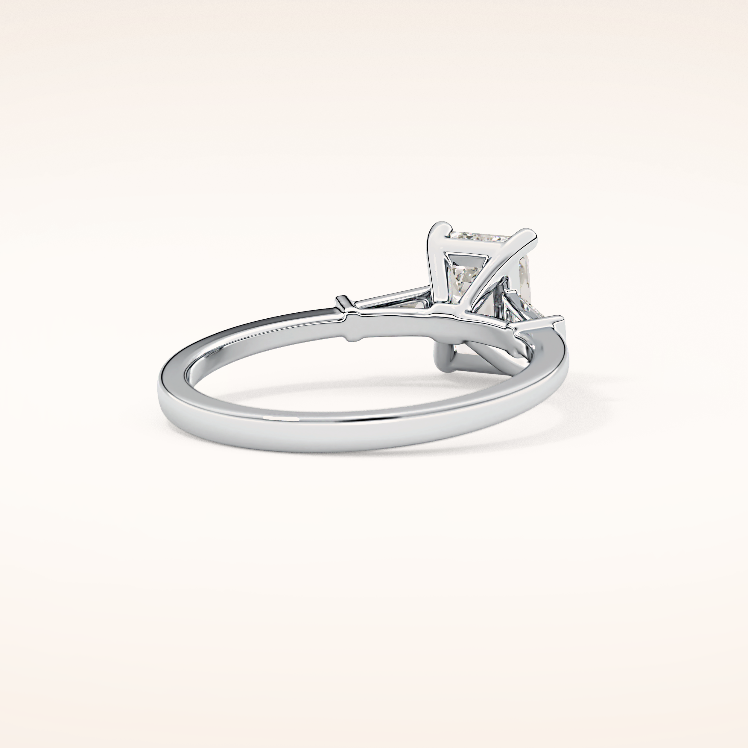 1.02 CT Emerald Shaped Three Stone Moissanite Engagement Ring