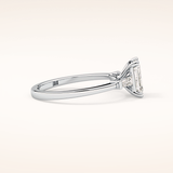 1.02 CT Emerald Shaped Three Stone Moissanite Engagement Ring