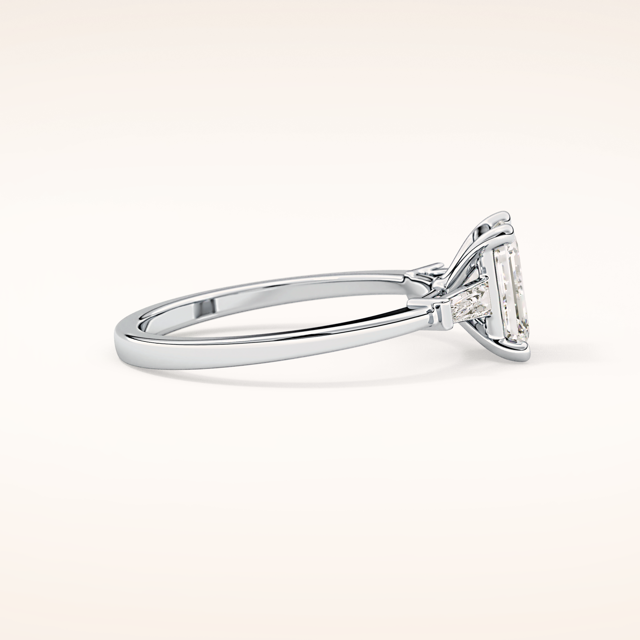 1.02 CT Emerald Shaped Three Stone Moissanite Engagement Ring