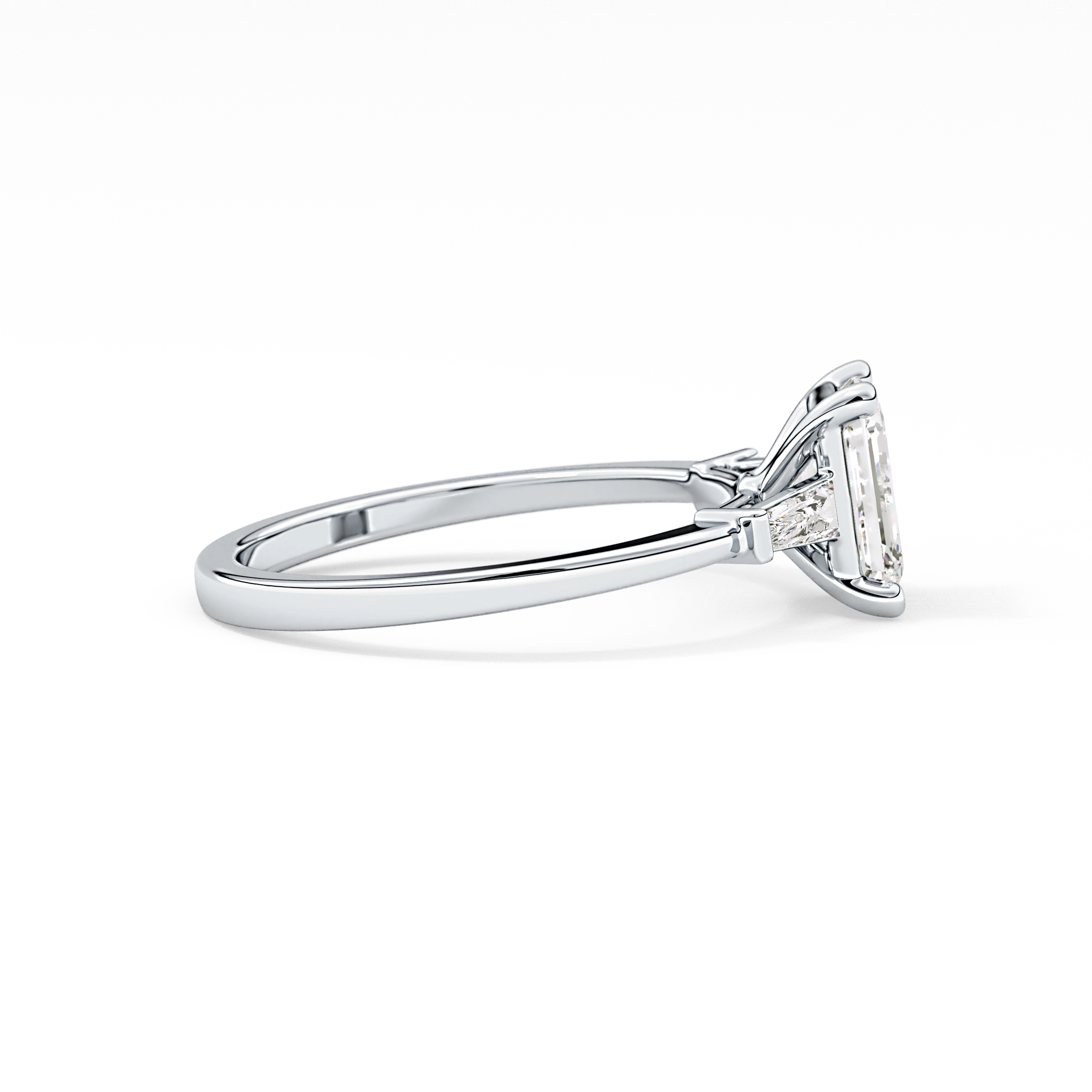 Emerald Three Stone Lab Grown Diamond Engagement Ring
