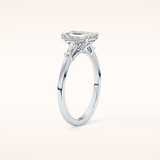 1.02 CT Emerald Shaped Three Stone Moissanite Engagement Ring