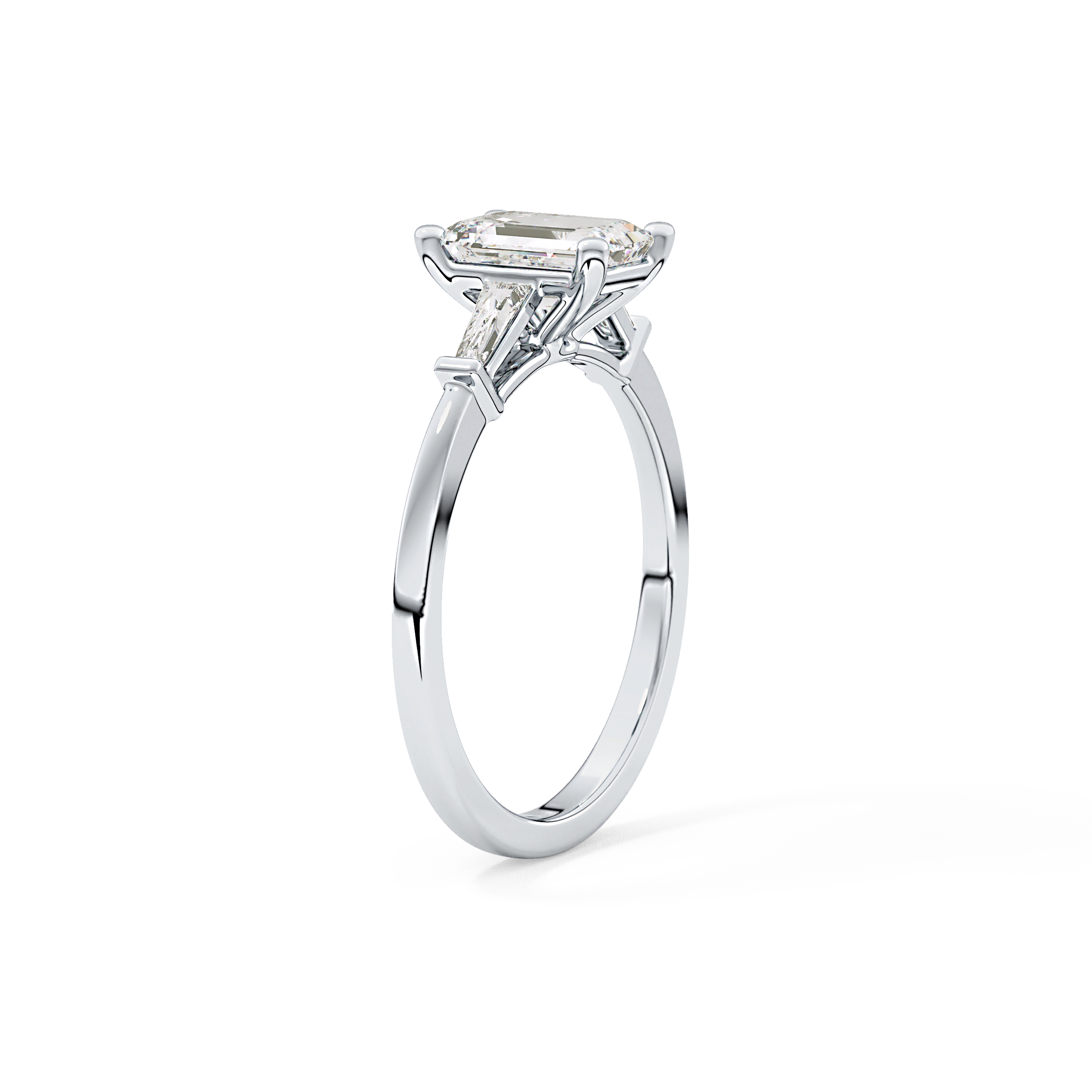 Emerald Three Stone Lab Grown Diamond Engagement Ring