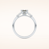 1.02 CT Emerald Shaped Three Stone Moissanite Engagement Ring