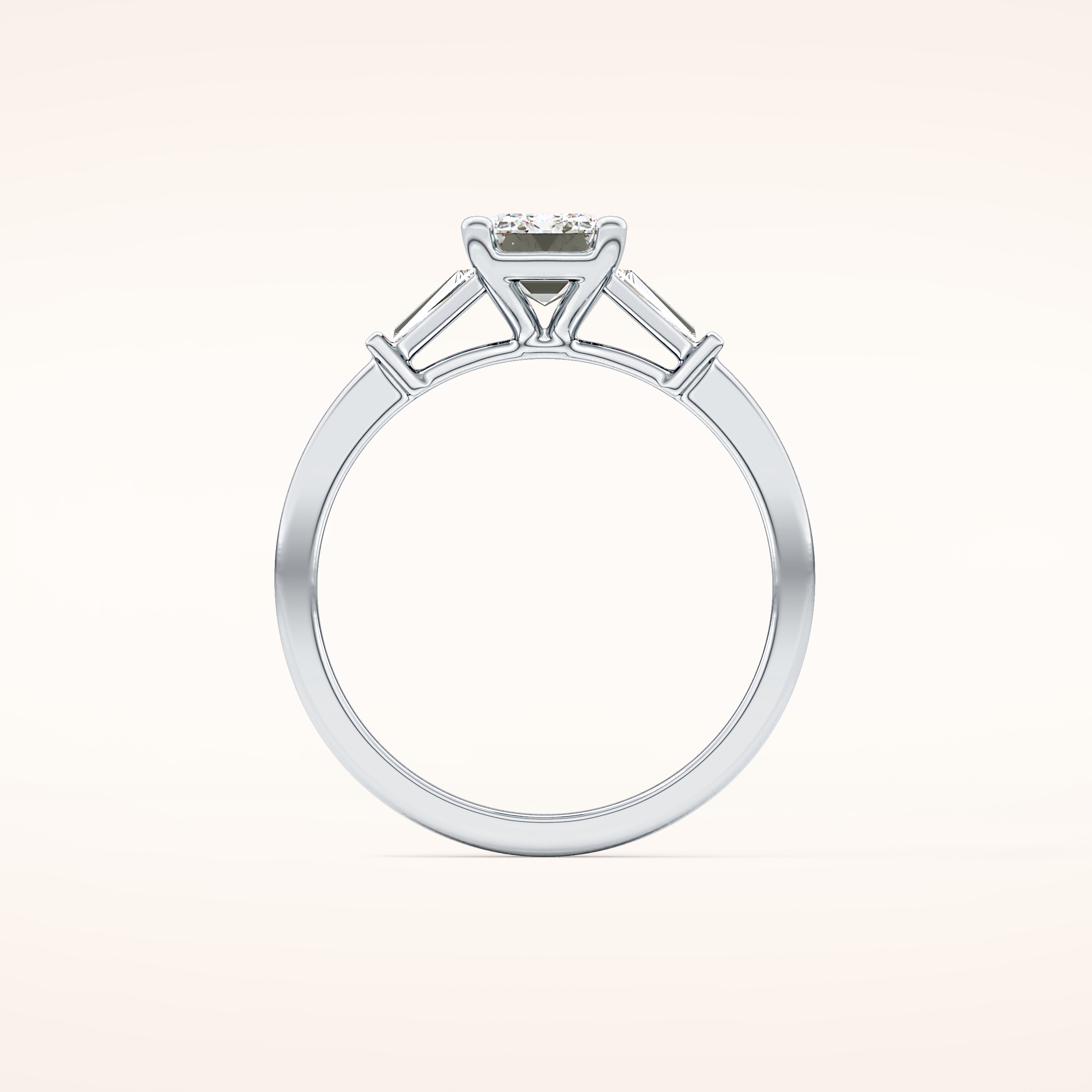 1.02 CT Emerald Shaped Three Stone Moissanite Engagement Ring