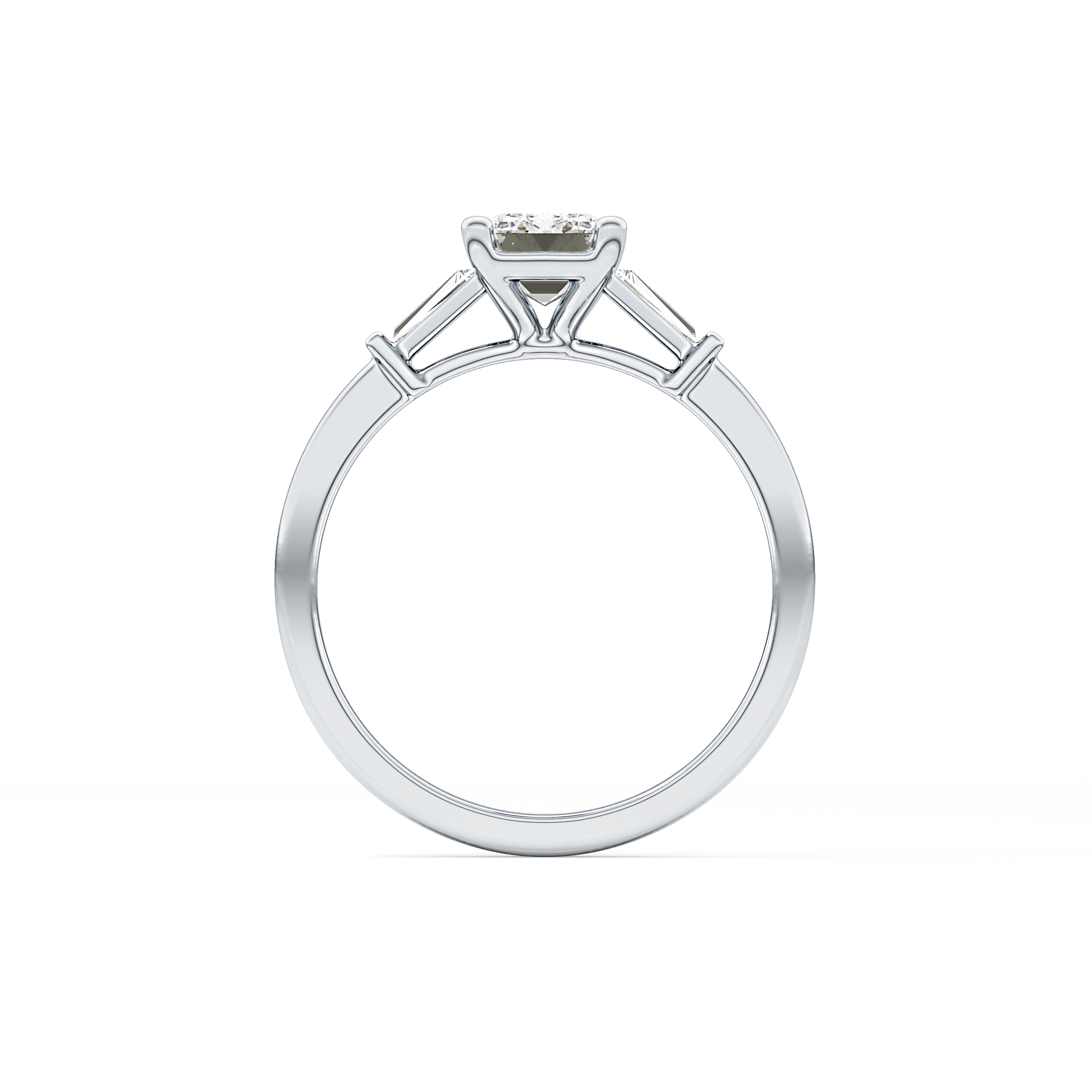 Emerald Three Stone Lab Grown Diamond Engagement Ring