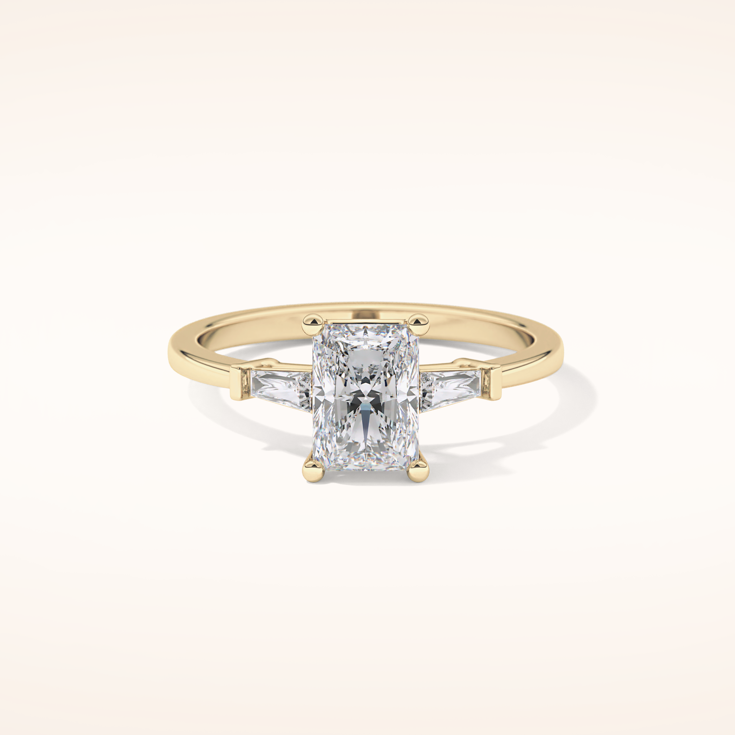 1.21 CT Radiant Shaped Three Stone Moissanite Engagement Ring