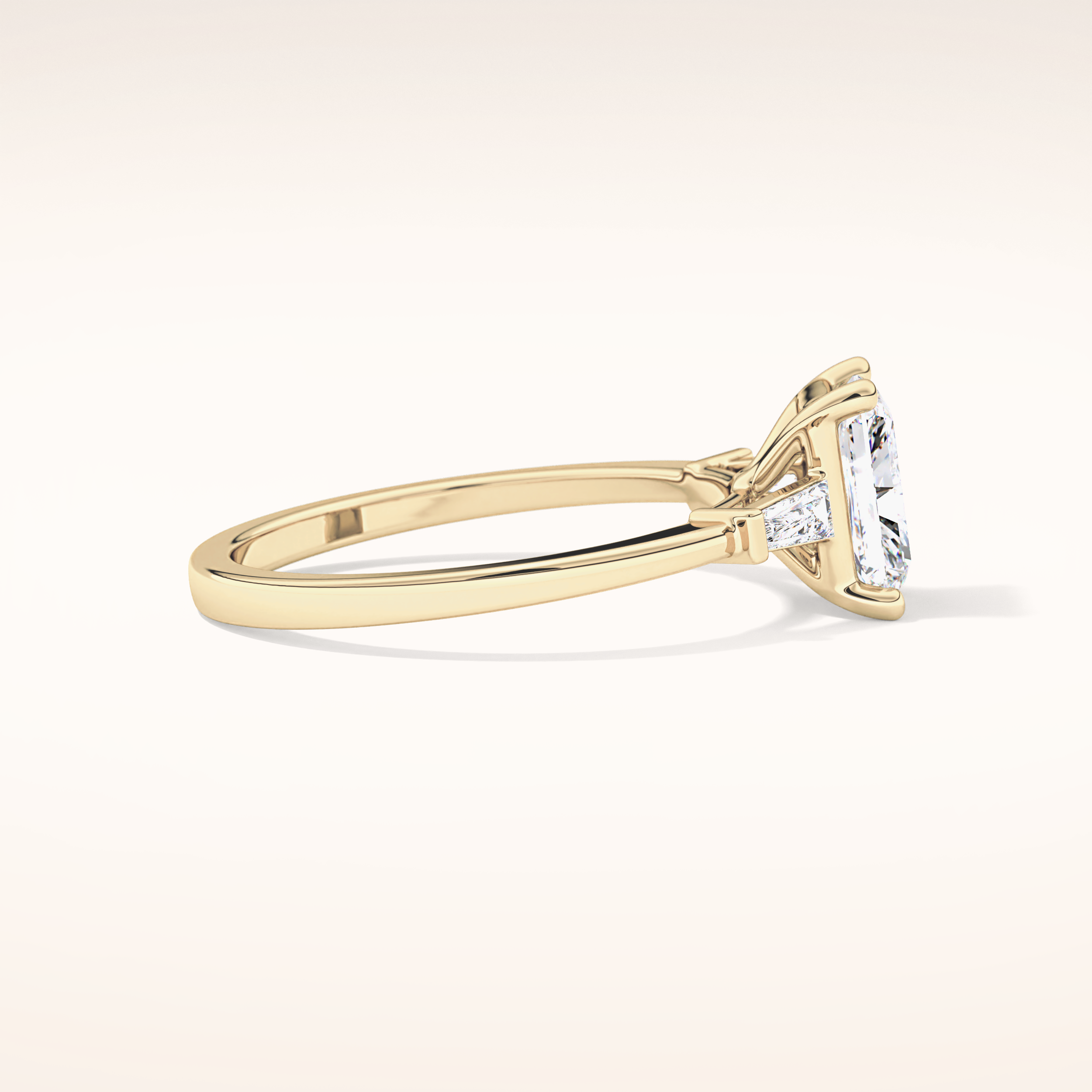 1.21 CT Radiant Shaped Three Stone Moissanite Engagement Ring