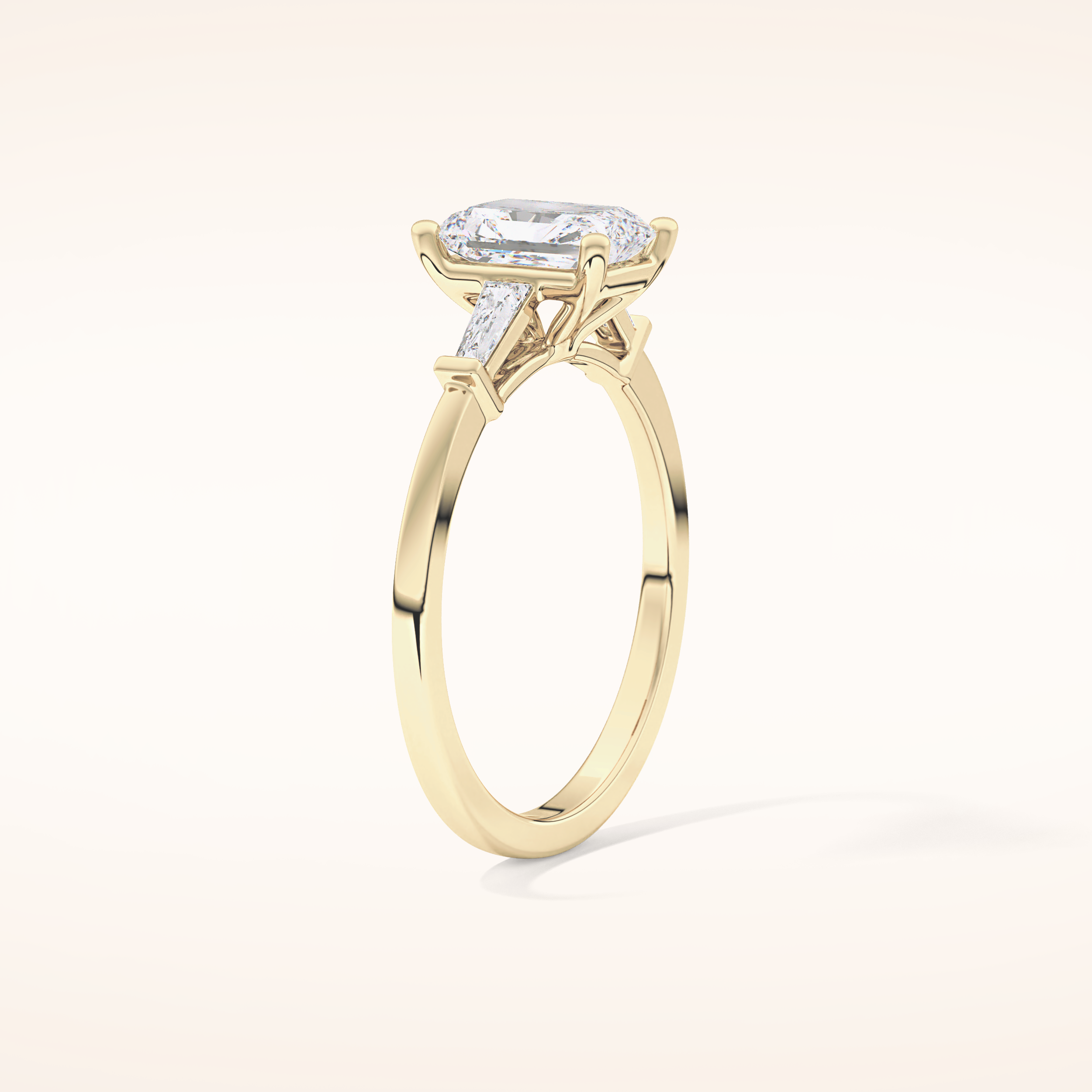 1.21 CT Radiant Shaped Three Stone Moissanite Engagement Ring