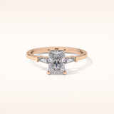 1.21 CT Radiant Shaped Three Stone Moissanite Engagement Ring