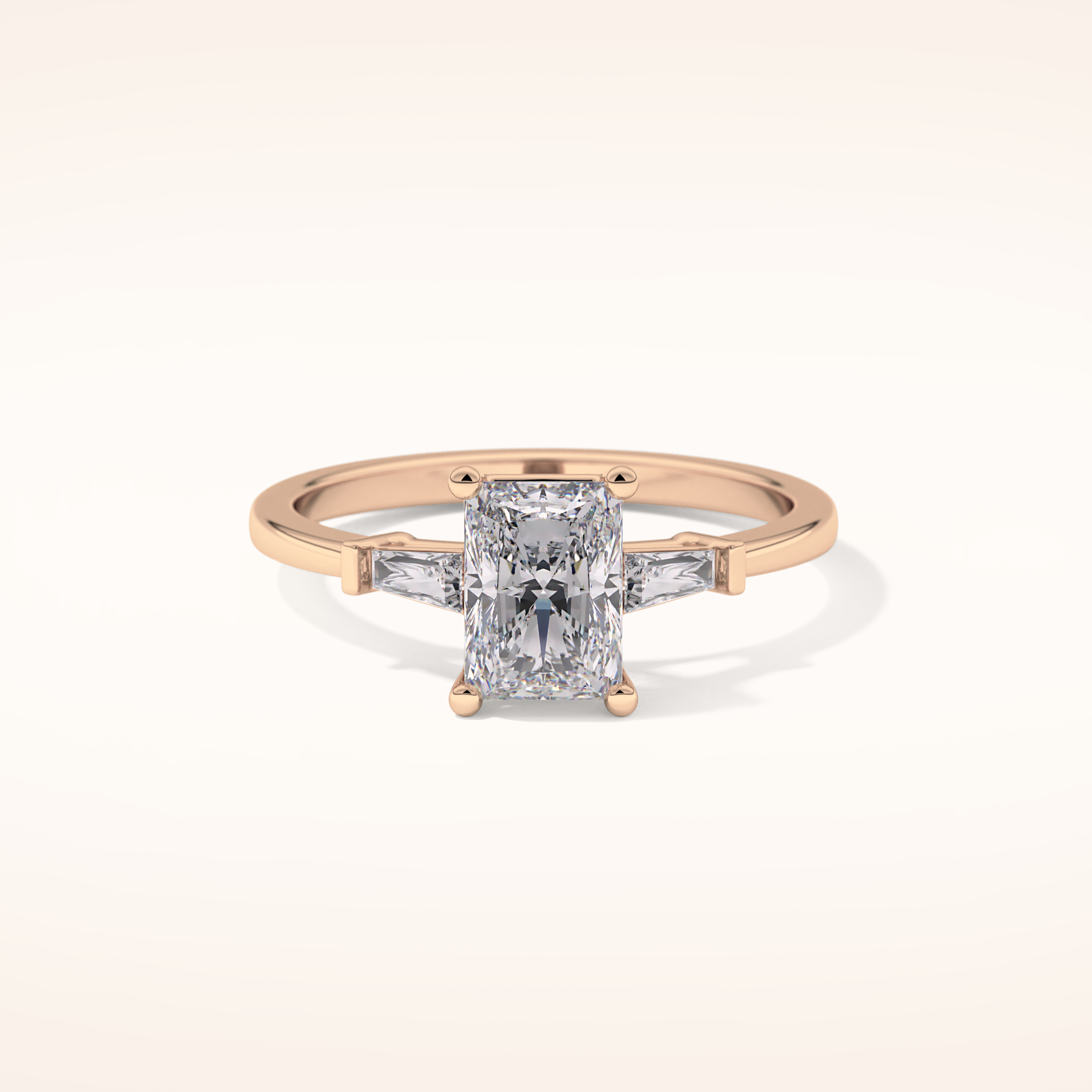 1.21 CT Radiant Shaped Three Stone Moissanite Engagement Ring