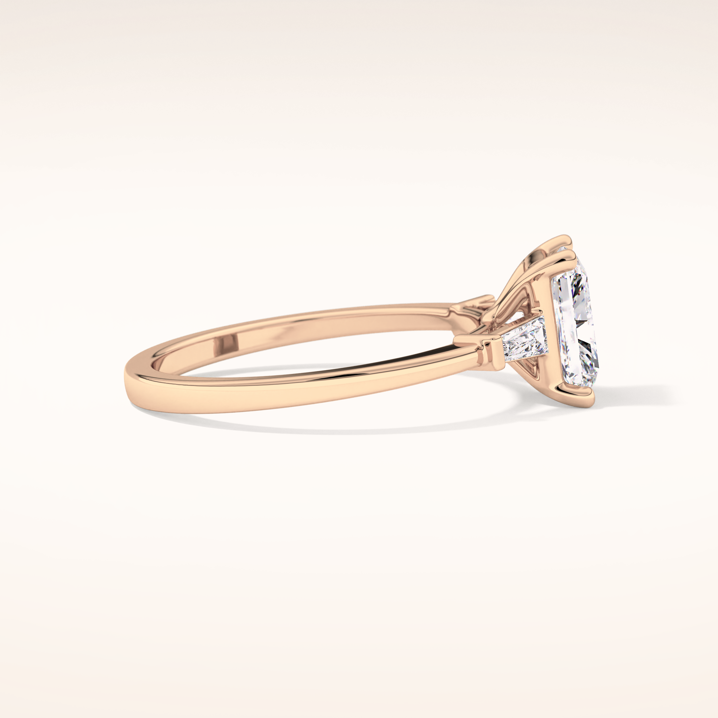 1.21 CT Radiant Shaped Three Stone Moissanite Engagement Ring