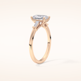 1.21 CT Radiant Shaped Three Stone Moissanite Engagement Ring