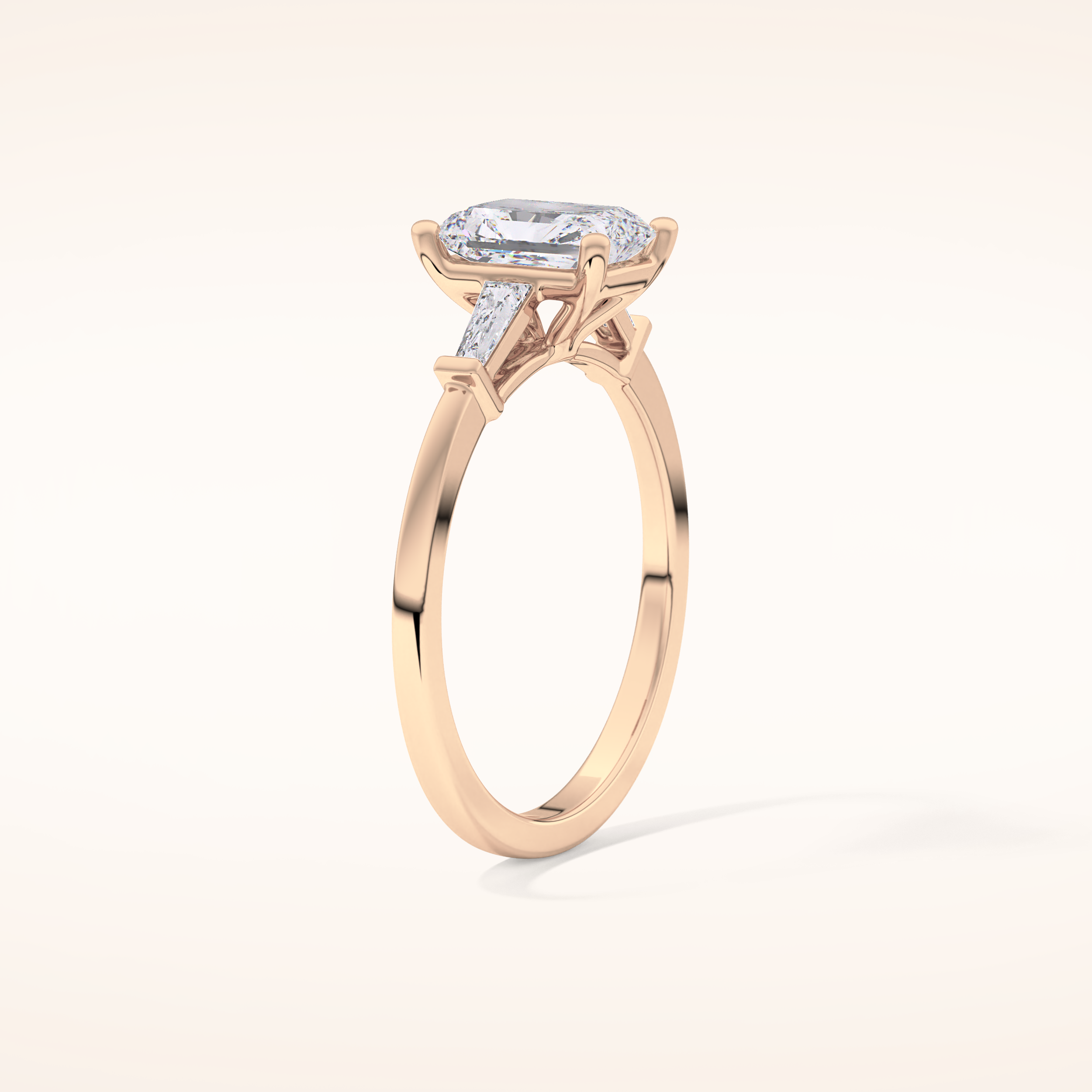 1.21 CT Radiant Shaped Three Stone Moissanite Engagement Ring