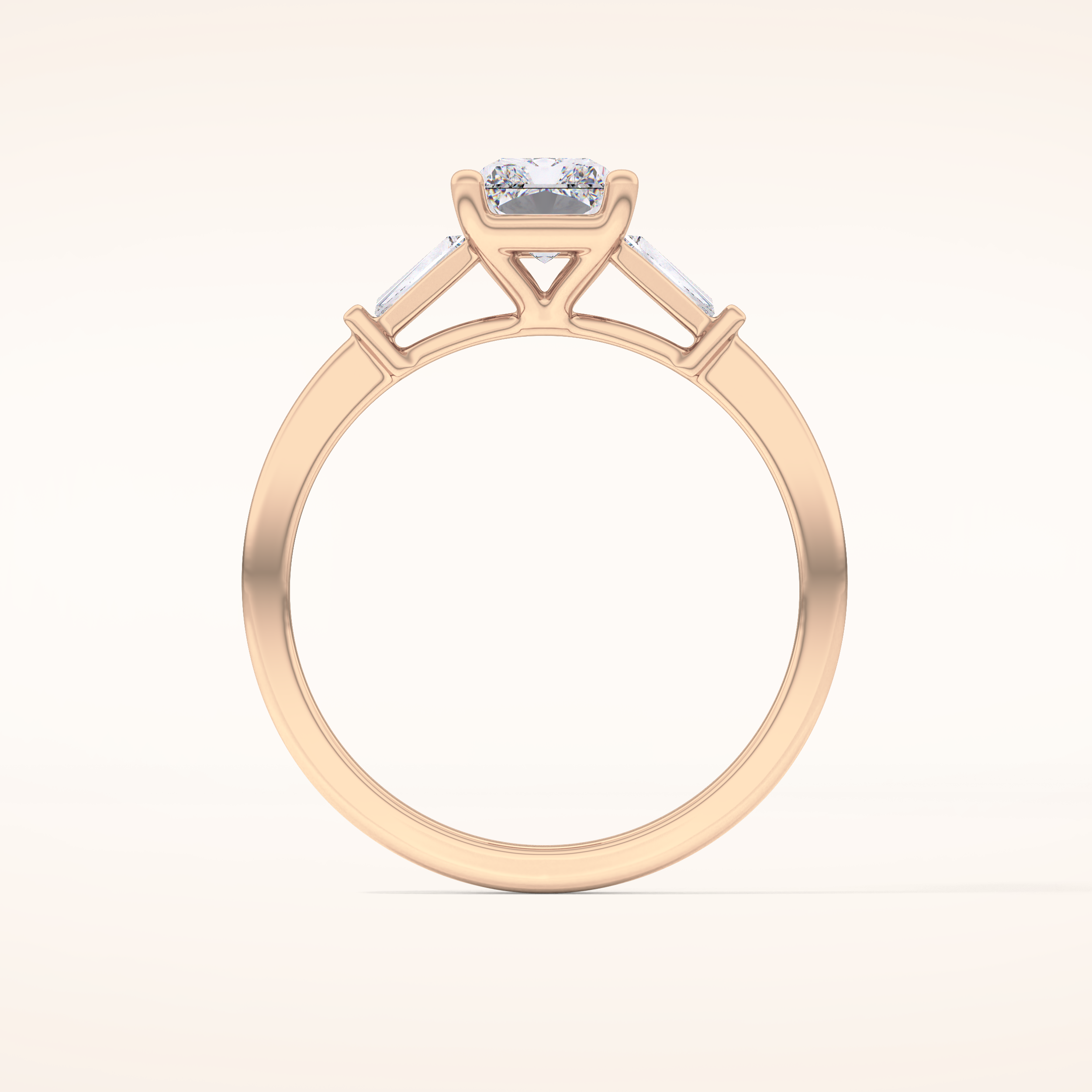 1.21 CT Radiant Shaped Three Stone Moissanite Engagement Ring