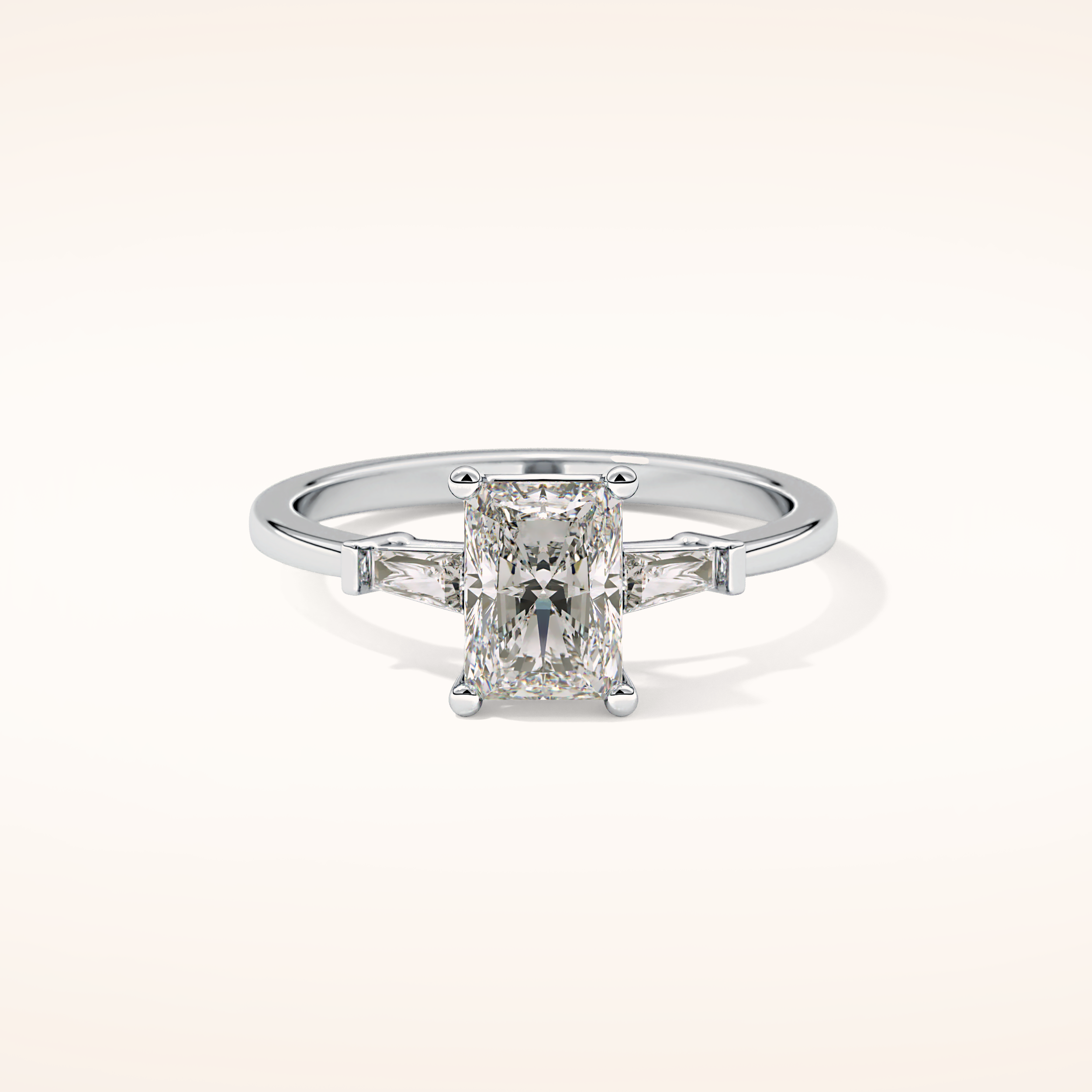 1.21 CT Radiant Shaped Three Stone Moissanite Engagement Ring