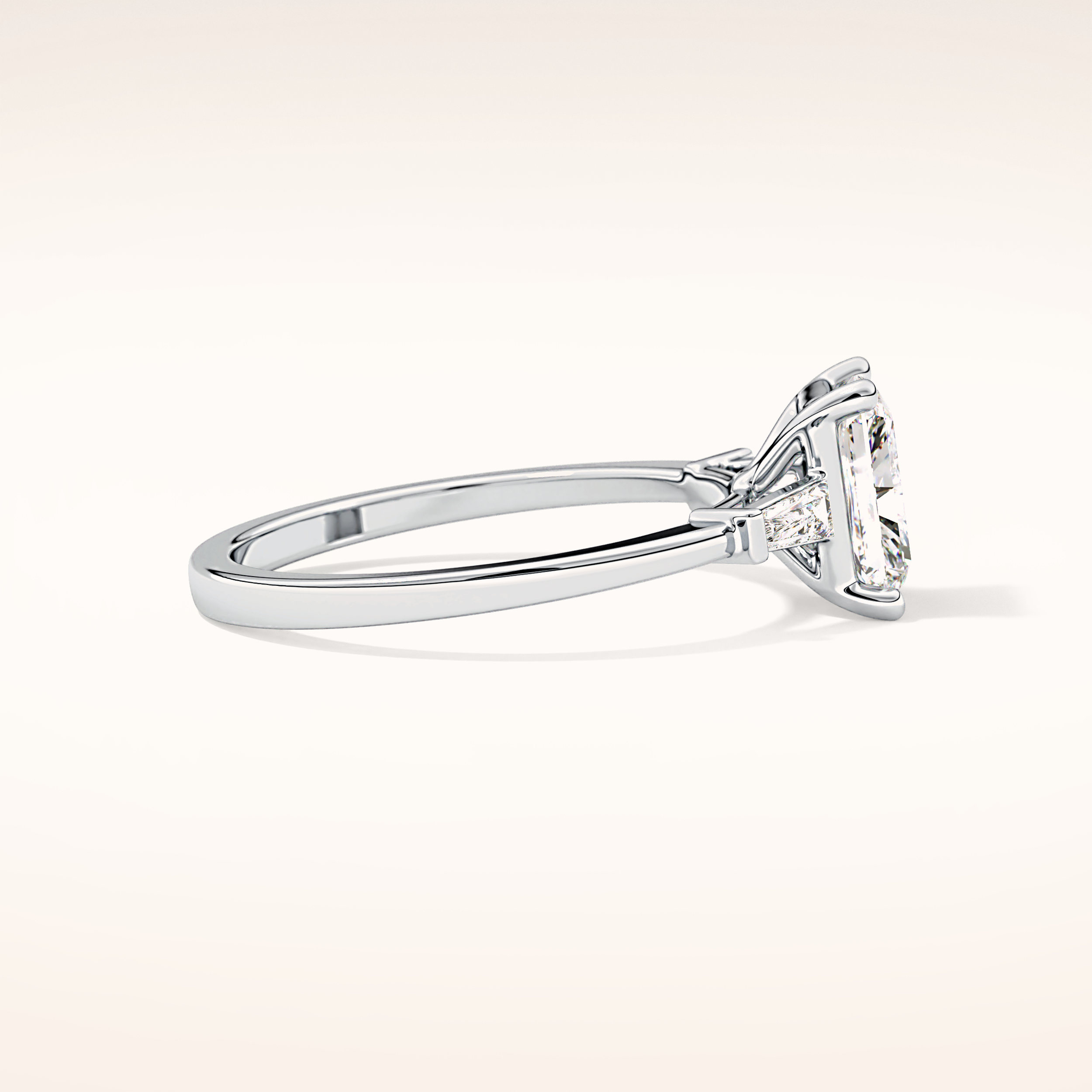1.21 CT Radiant Shaped Three Stone Moissanite Engagement Ring