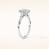 1.21 CT Radiant Shaped Three Stone Moissanite Engagement Ring