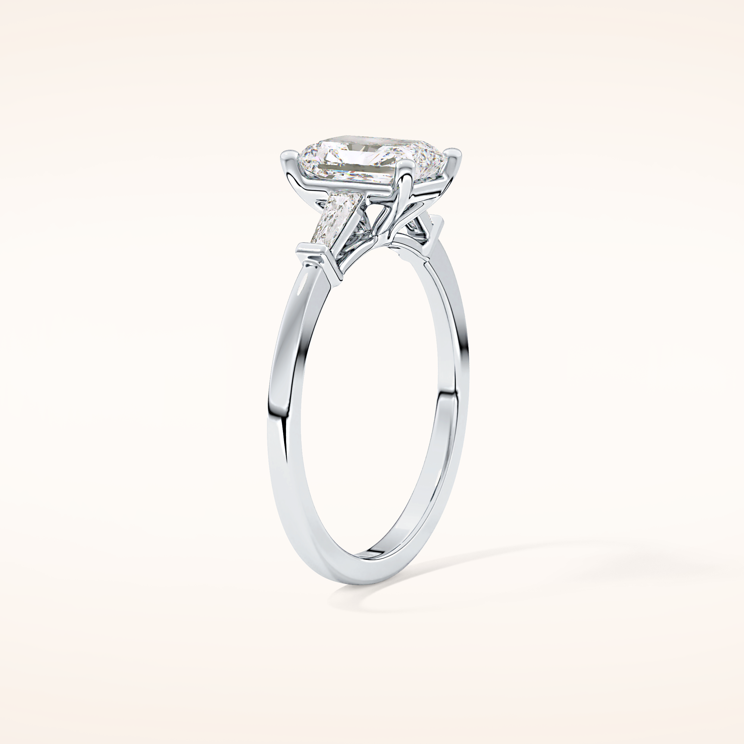 1.21 CT Radiant Shaped Three Stone Moissanite Engagement Ring