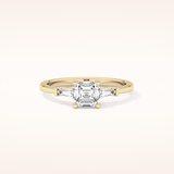 0.65 CT Emerald Shaped Three Stone Moissanite Engagement Ring