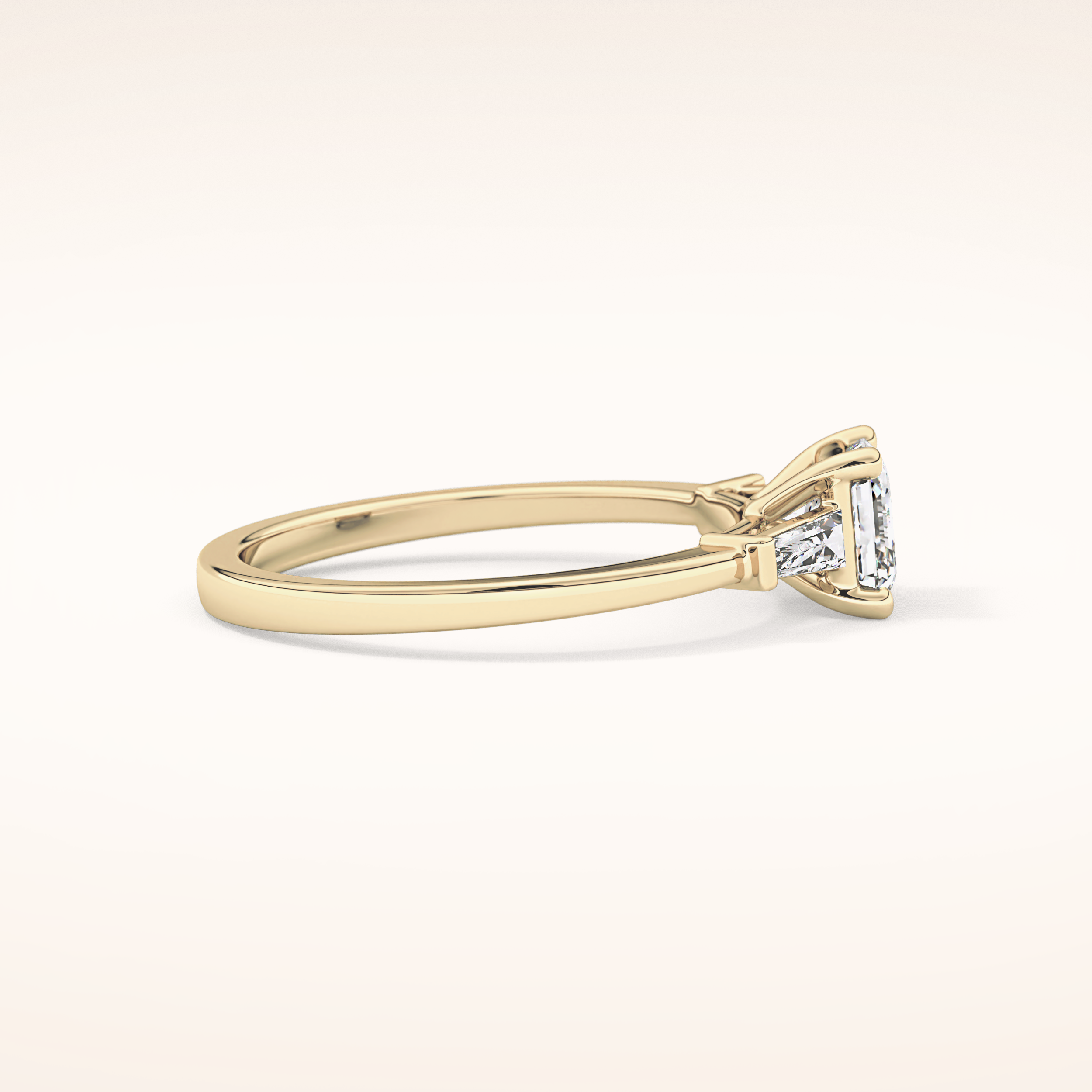 0.65 CT Emerald Shaped Three Stone Moissanite Engagement Ring