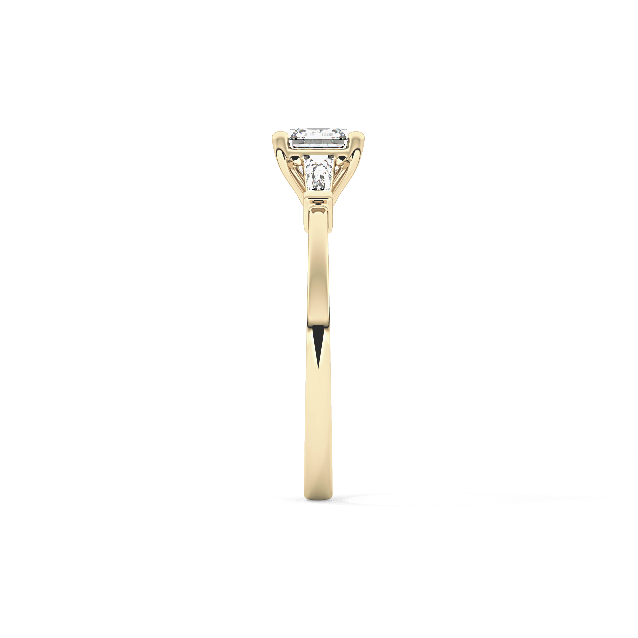 Asscher Three Stone Lab Grown Diamond Engagement Ring
