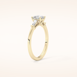 0.65 CT Emerald Shaped Three Stone Moissanite Engagement Ring