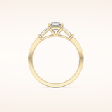 0.65 CT Emerald Shaped Three Stone Moissanite Engagement Ring