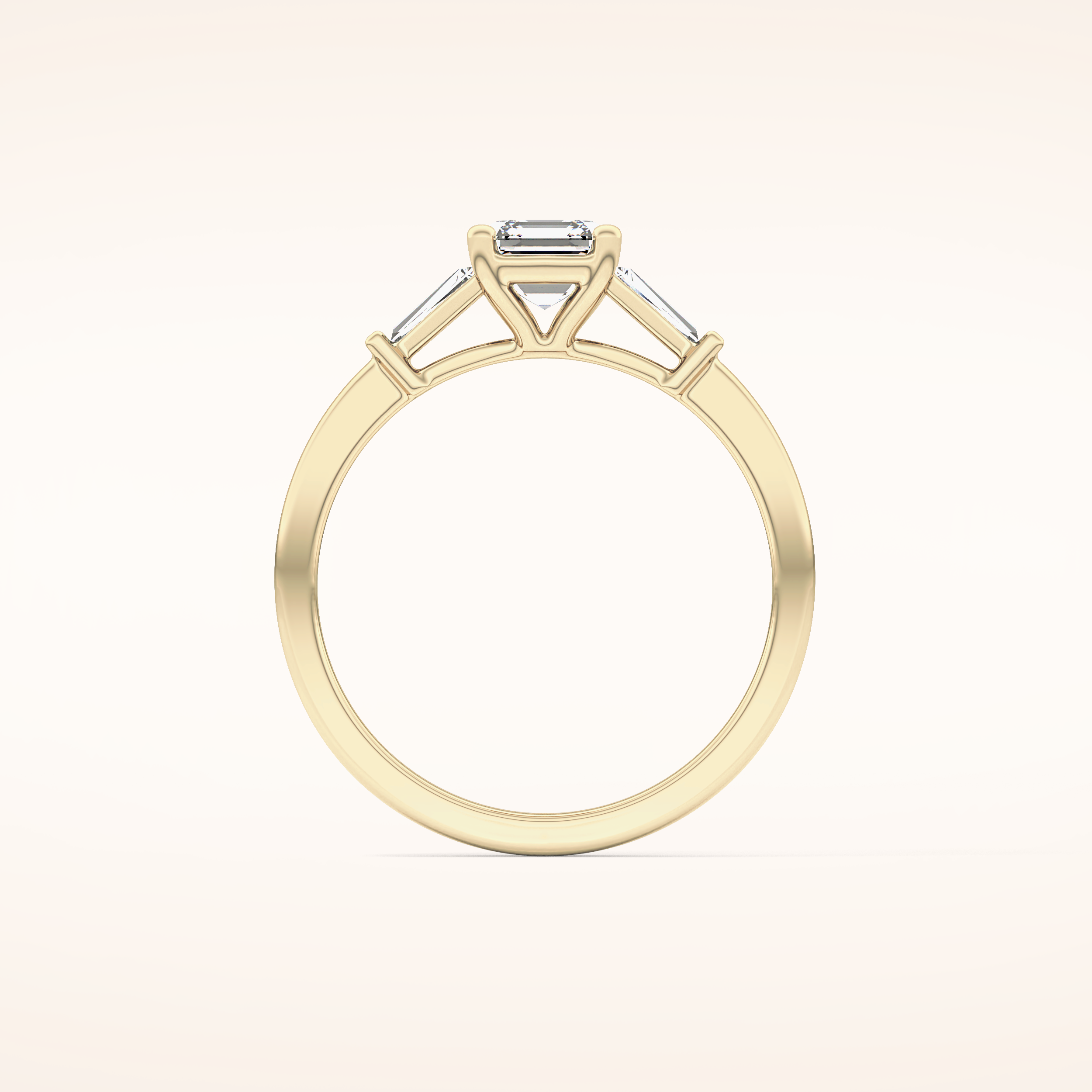 0.65 CT Emerald Shaped Three Stone Moissanite Engagement Ring