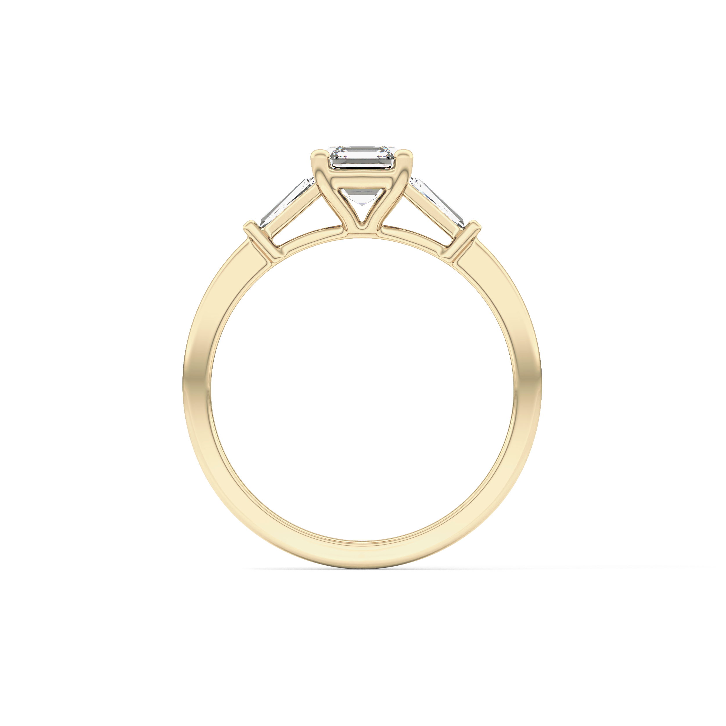 Asscher Three Stone Lab Grown Diamond Engagement Ring
