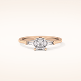 0.65 CT Emerald Shaped Three Stone Moissanite Engagement Ring