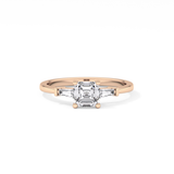 Asscher Three Stone Lab Grown Diamond Engagement Ring