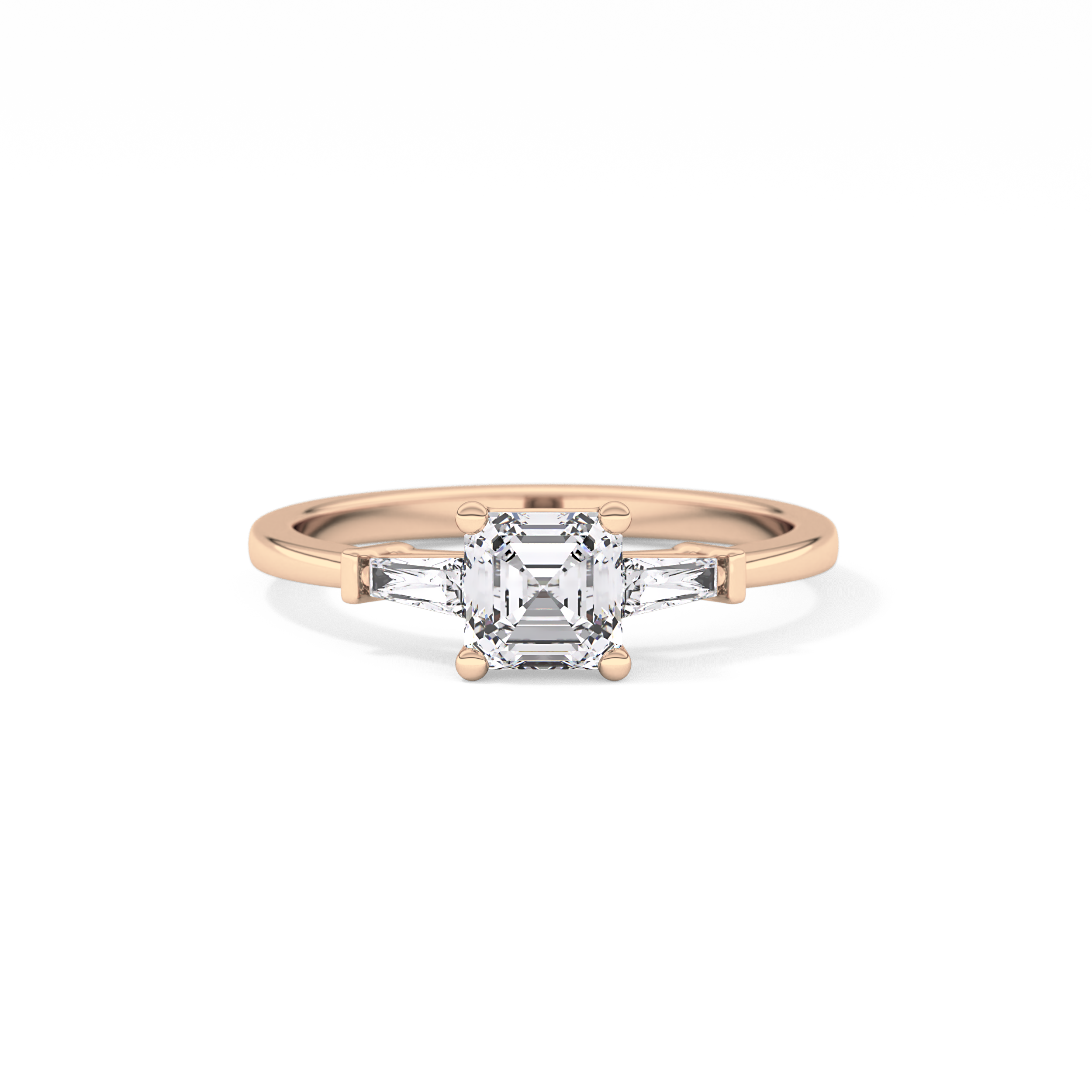 Asscher Three Stone Lab Grown Diamond Engagement Ring
